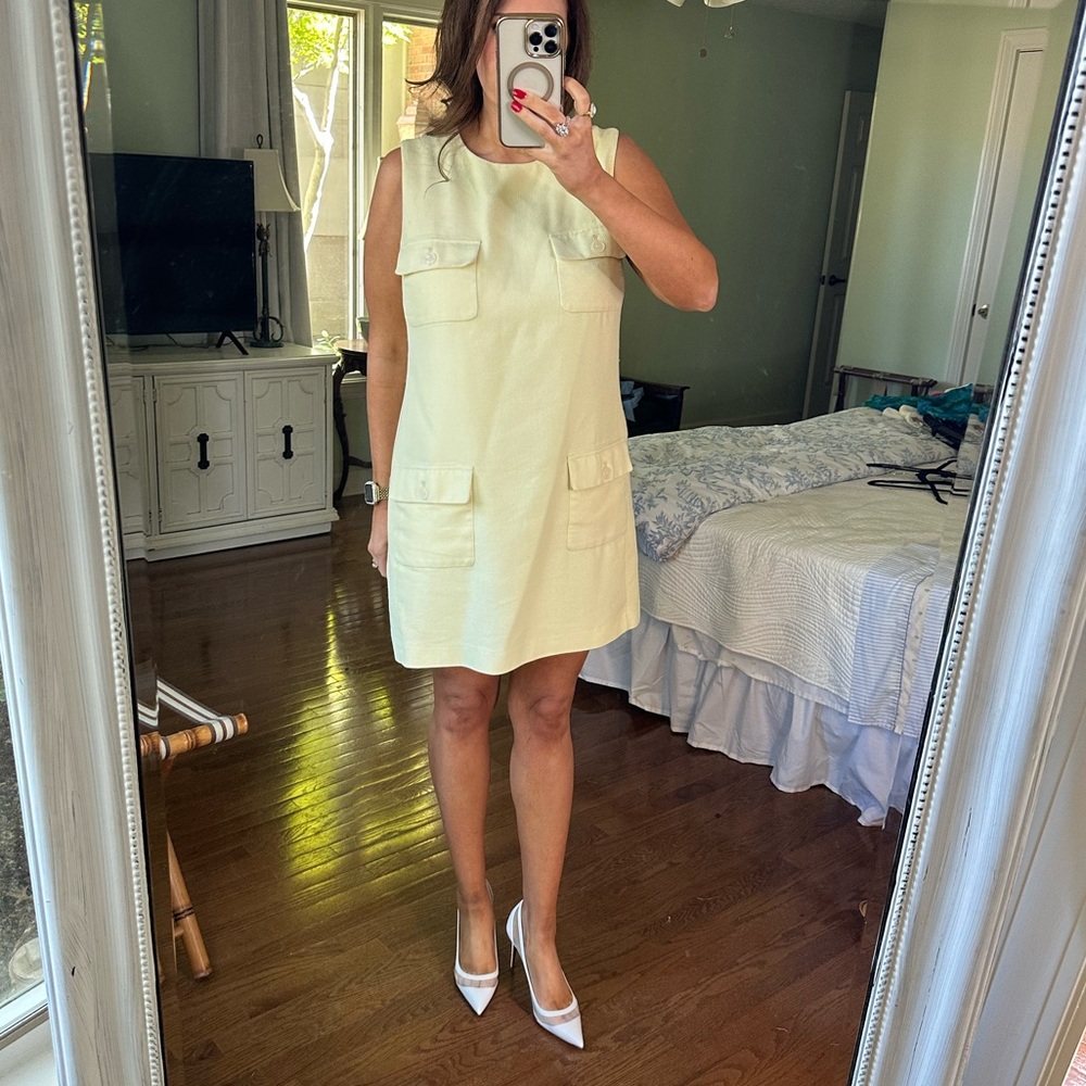 Ann Taylor buttercup yellow Button Pocket Shift Dress